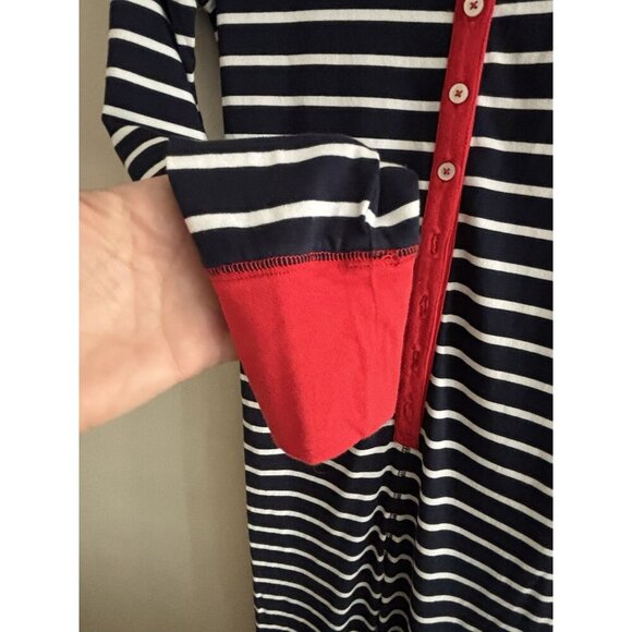J Crew Union Suit Pajamas Striped Blue White Red Small One Piece Long John’s - Picture 5 of 11
